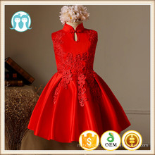 XMAS brodé robes de mariage statin rouge cheongsam collier de noël partie vêtements fleur filles robes pour la fête coton hiver